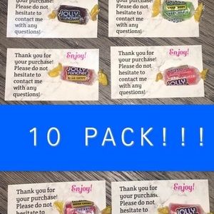 10 Thank you Cards W/ Jolly Ranchers